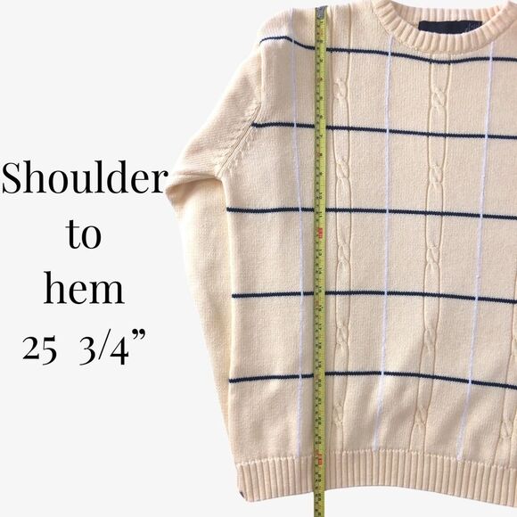 Bill Blass Men’s Sweater XL Cable Knit Crew Neck Striped - Picture 6 of 8